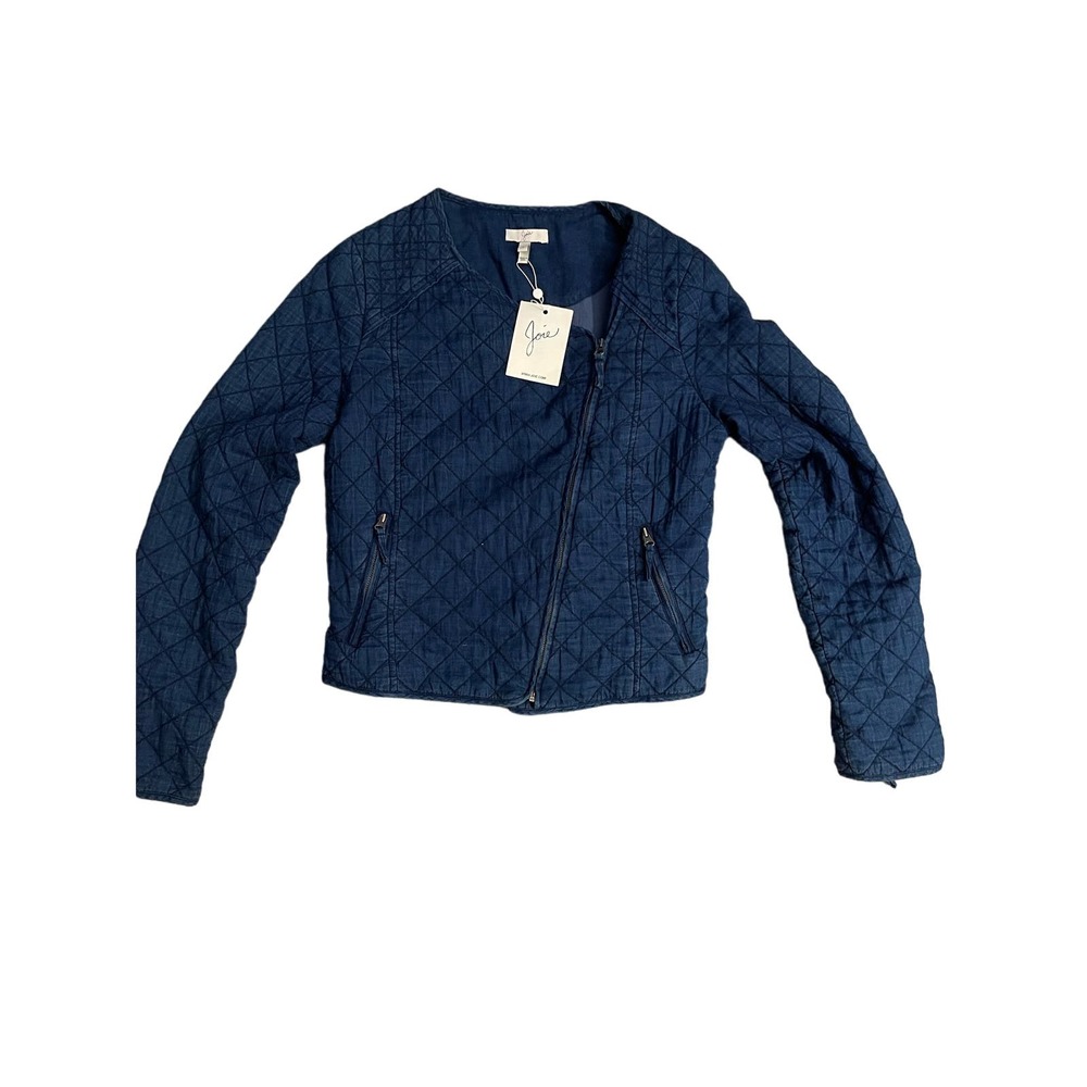 Joie Lightweight Quilted‎ Kassidy Indigo Cropped Jacket Size Small